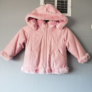 Reversible Pink Faux Fur Trimmed Jacket